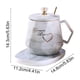thumbnail image 3 of Juego de calentador de tazas de café con control de temperatura con taza y cuchara de cerámica para uso en el escritorio de té de café, 3 of 6