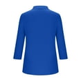 thumbnail image 5 of Viluyesy V-Neck T-Shirt for Womens 3/4 Sleeves Shirt Tops Lapel Collar Loose Blouse Blue Size S, 5 of 6
