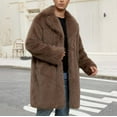thumbnail image 7 of Men's Faux Fur Coat Mid Length Notch Lapel Collar Fluffy Jacket Long Trench Coat Cardigans Winter Warm Outerwear (XL, Brown), 7 of 7