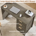 thumbnail image 6 of Joaxswe 48" Executive Desk, Modern Home Office Desk with 3 Drawers & Cabinet, Fluted Computer Writing Desk for Study, Living Room, Bedroom, Grey, 6 of 12