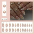 thumbnail image 4 of Almond Press on Nails Short Fake Nails White French Glue on Nail Glod Full Cover Acrylic Nails Smudge Reusable False Simple Stick on Nail for Women 24 Pcs, 4 of 7
