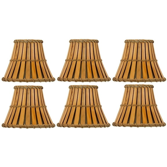 Bamboo Style 6 Inch Mini Clip On Chandelier Lamp Shades (Set of 6)