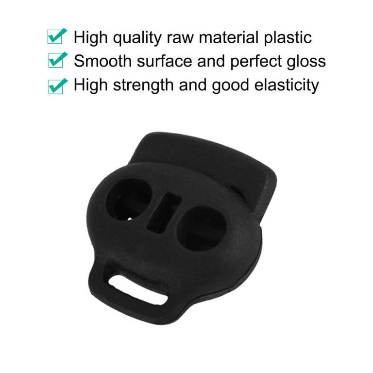 Unique Bargains Plastic Cord Lock Spring Rope End Stop Toggle Stoppers for  Outdoor Camping Black 5 Pcs
