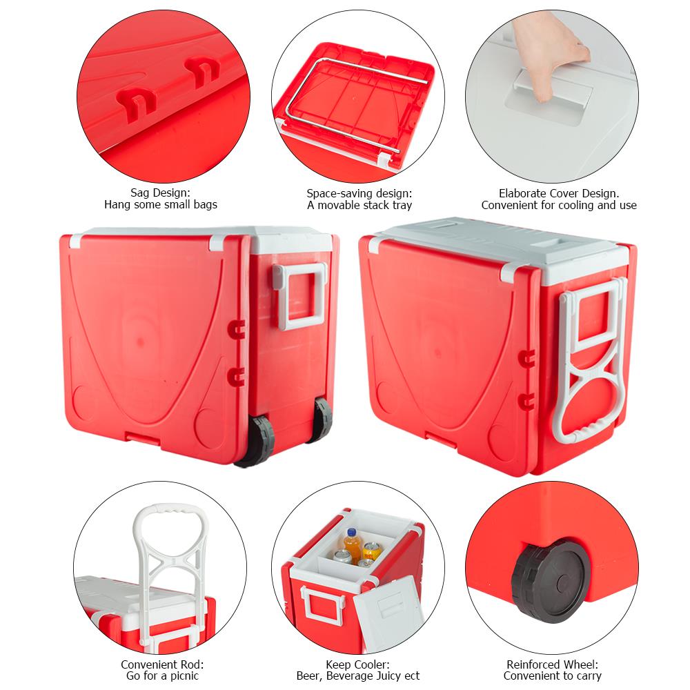 Zimtown Rolling Cooler W/ Table 2 Foldable Chairs for Picnic Camping - image 2 of 10