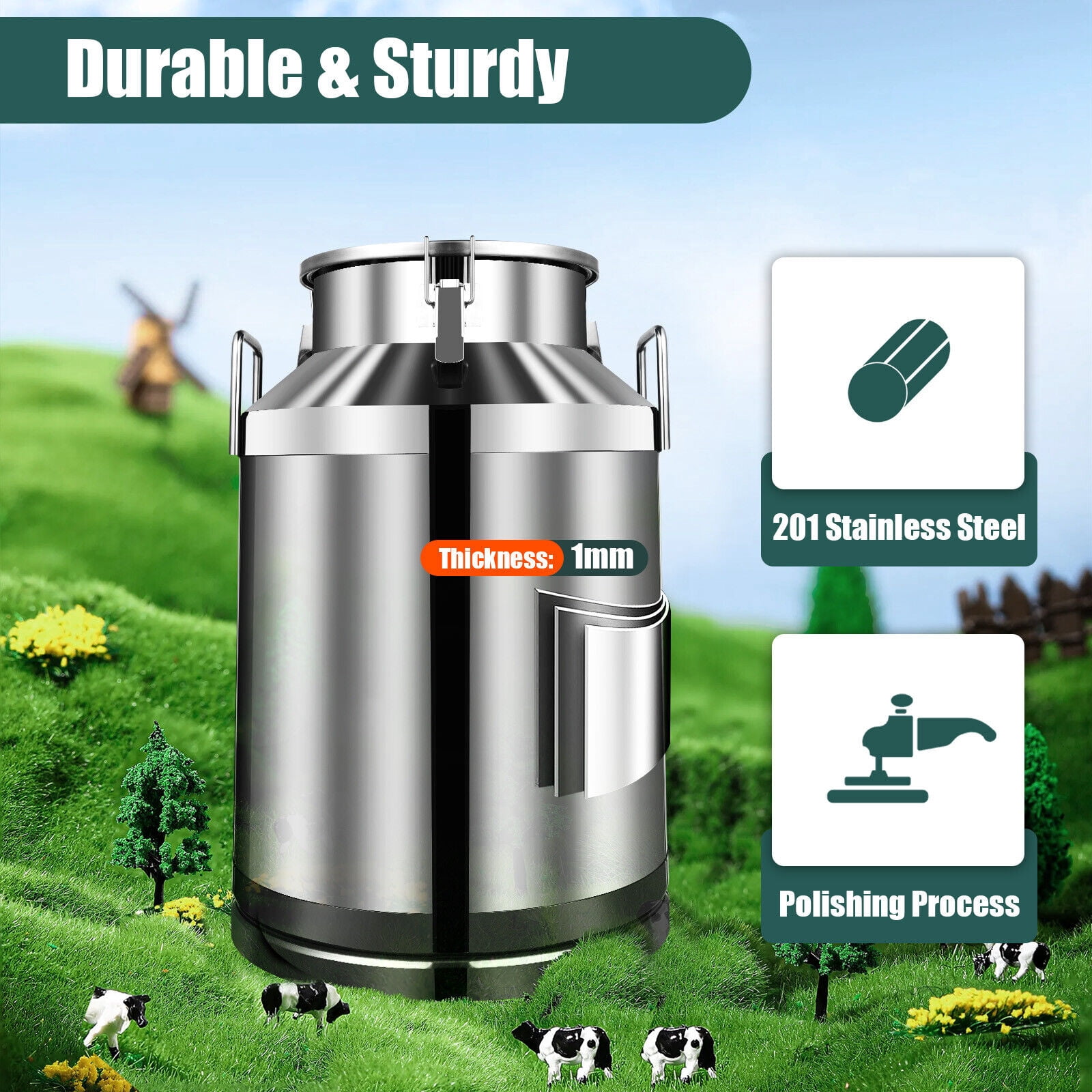60L Stainless Steel Milk Can Barrel Wine Beer Whiskey Storage Tank