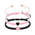 thumbnail image 2 of Luxcidy Set of 2 Colorful Heart Beaded Matching Bracelets for Couples and Friendships, Couples Gift for Anniversary, Heart Braided Leather Rope Bangle Wrist Adjustable Bracelets Valentines Gifts (A), 2 of 6