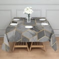 thumbnail image 3 of Gray Gold Hexagon Marble Pattern Square Tablecloth,Waterproof Square Table Cover,Wipeable Spillproof Washable Table Cover for Home Kitchen Party Decor 42"X42"(107x107cm), 3 of 6