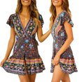 thumbnail image 2 of Coofit Robe pour Femme à Col en V à Manches Courtes Robe de Plage Robe Ample Robe Courte pour l'Été, 2 of 10