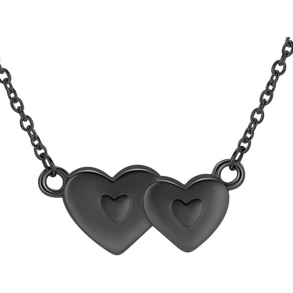 Double Heart Urn Necklace for Ashes Stainless Steel Cremation Pendant Memorial Jewelry Loved Ones Bereavement Keepsake Gift for Women