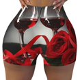 thumbnail image 2 of Fotbe Red Wine Rose Shorts Sin Costuras – Shorts Deportivos de Cintura Alta para Mujer, Elásticos para Gimnasio, Yoga, Running o Ciclismo-X-Large, 2 of 8