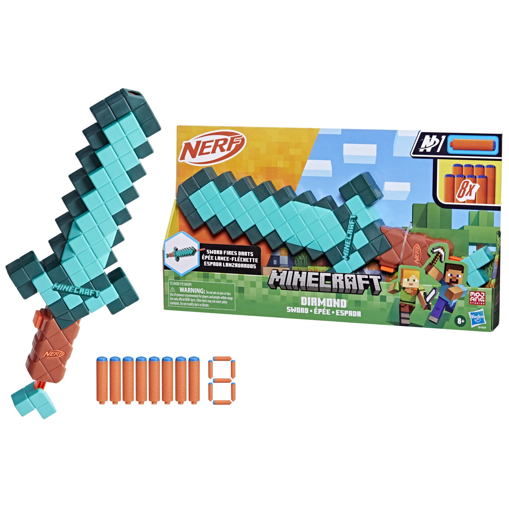Nerf Minecraft Sword Dart Blaster, 8 Nerf N1 Darts