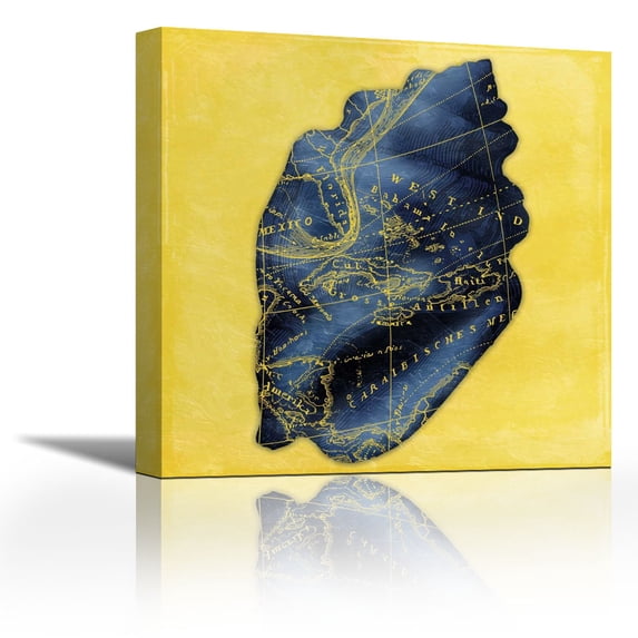 Map Shell Y Indigo - Contemporary Fine Art Giclee on Canvas Gallery Wrap - wall décor - Art painting - 18 x 18 Inch - Ready to Hang