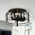 thumbnail image 2 of Open Box 13-in Matte Black Industrial Flush Mount Bladeless Fandelier Ceiling Fan with LED Light and Remote, 2 of 5