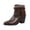 Brown, variant on Willtoo Women's Vintage Faux Leather Fringe Ankle Boots Bohemian Retro Chunky Low Heel Shoes Winter Casual Round Toe Back Stretch Slip On Booties