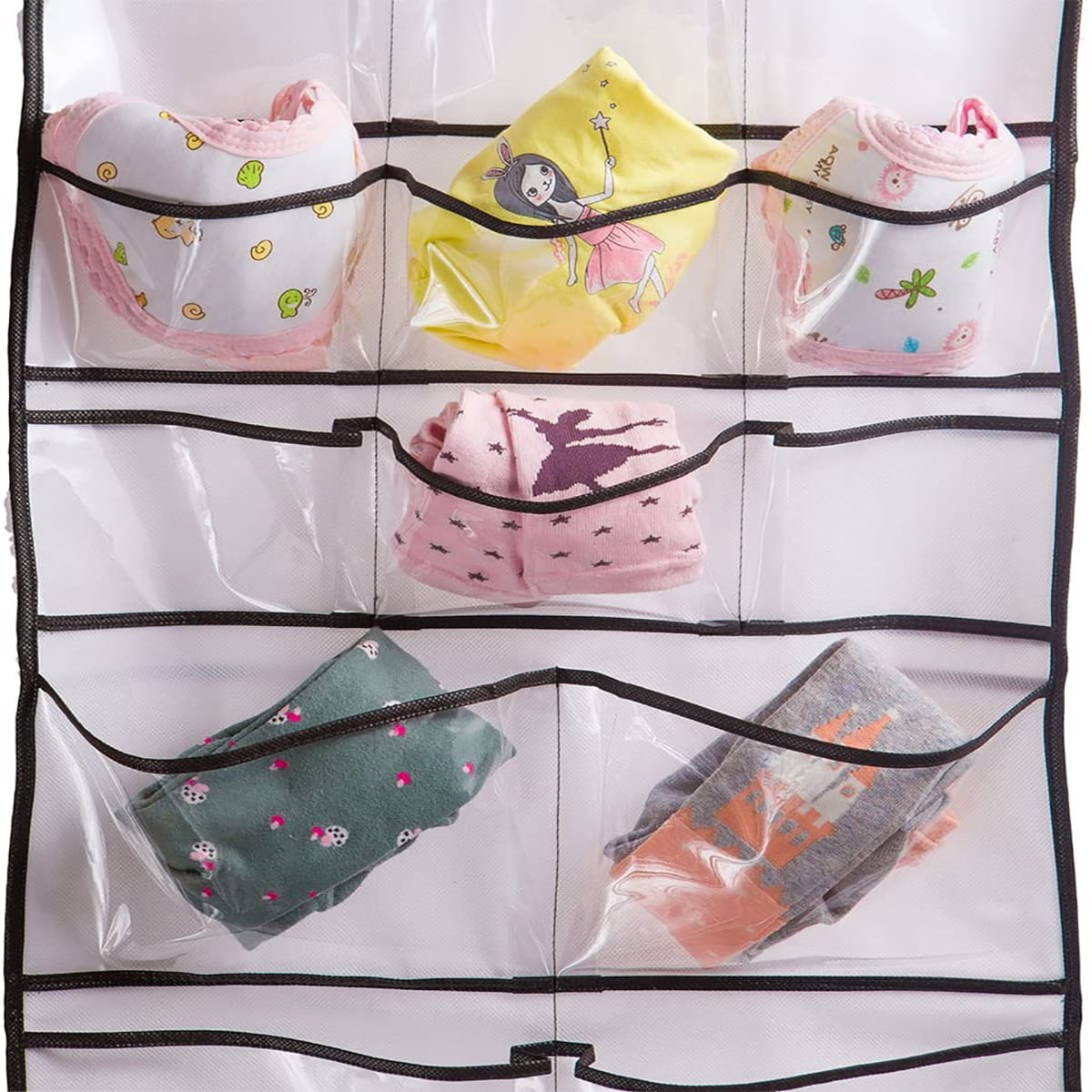 Kepooman Dual-Sided Hanging Closet Organizer with 42 PVC Pockets & Metal Hanger for Bra Underwear Underpants Socks, White Kepooman Dual-Sided Hanging Closet Organizer with 42 PVC Pockets & Metal Hanger for Bra Underwear Underpants Socks, White
