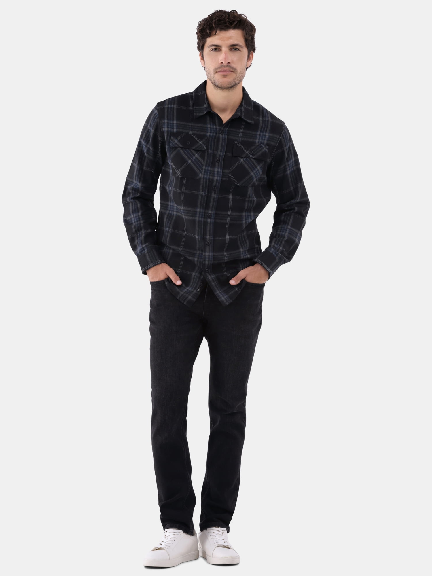 Burnside Men's Modern Fit Plaid Flannel Shirt with Long Sleeves, Sizes S-2XL