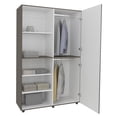 thumbnail image 6 of Modern White Mahogany Armoire, Freestanding Wardrobe Cabinet with Hanging Rod and Shelves for Bedroom, 6 of 8