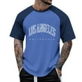 thumbnail image 1 of Men's Raglan Sleeve Color Block T-Shirt Trendy Milk Silk Polyester Shirt, 1 of 3