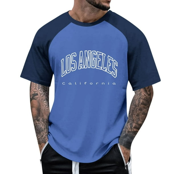 Camiseta de manga raglán con bloques de color para hombre, camisa moderna de poliéster y seda de leche