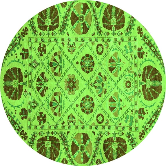 Ahgly Company Indoor Round Abstract Green Modern Area Rugs, 5' Round