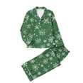 thumbnail image 4 of Ltctricy Women's Christmas Pajama Sets Long Sleeve V Neck Collared Button down Printed Sleepwear Top Pants 2 Piece Lounge Sets(Green,XX-Large), 4 of 7