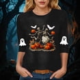 thumbnail image 5 of Godom Halloween Shirts Pumpkin Shirt Women Cute Ghost Blouse Casual Fall Graphic 3/4 Sleeve Tee Tops, 5 of 6