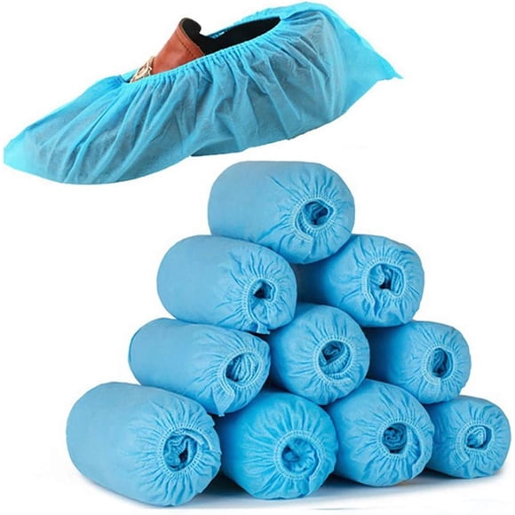 Paquete de 100 Fundas Desechables para Zapatos, 50 Pares de Fundas Desechables para Botas, Fundas Antideslizantes para Zapatos con Banda Elástica, Protege Tu Hogar, Alfombra,