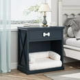 thumbnail image 6 of SUNVIVI Vintage Small Storage Cabinet with Led Light, Hidden Cat Litter Box with Drawer and Semi-open Space, Multi-Functional Nightstands with Pet House for Living Room, Bedroom, Blue, 6 of 9