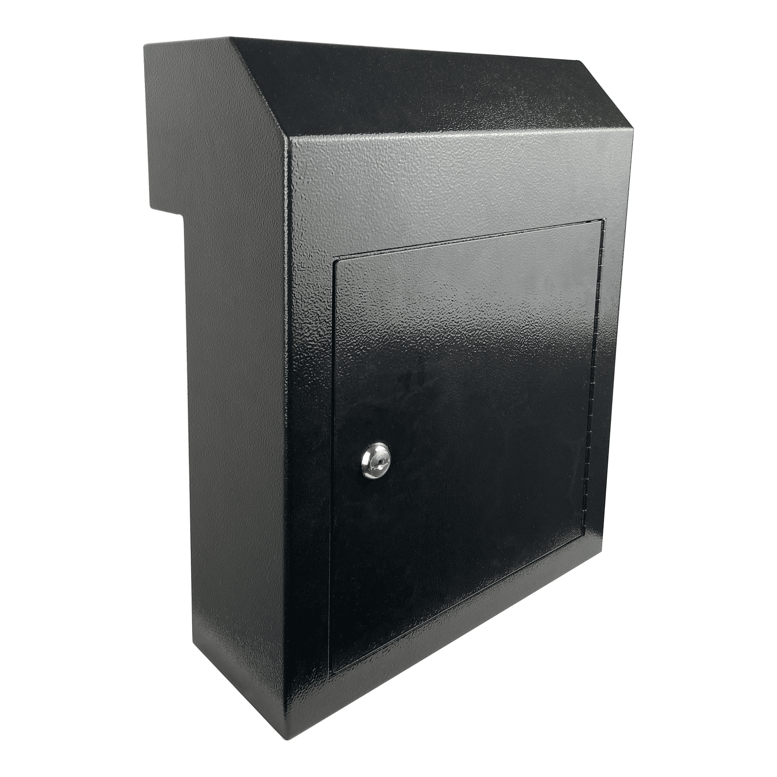 Plugsharge Rainproof Heavy Duty Mailbox Door Drop Box, Galvanized Steel Weatherproof Locking Metal Mailbox Door Mounted for Keys, Deposit, Payment, Mails, Through The Door Safe Mail Drop Box, Black