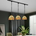 thumbnail image 4 of Kiven H-Type Track Lighting, 1-Light Tiffany Halo Track Pendant Light with Glassl Lampshade, Track Light Pedant for Bedroom Kitchen Island Home Cafe,Cord length 39.4", 4 of 7