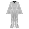thumbnail image 3 of iiniim Mens Shiny Metallic Disco Party Jumpsuit Full Body Bodysuit Flare Pants Bell-bottoms Hippie Rompers Silver 4XL, 3 of 7