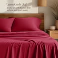 thumbnail image 3 of Bare Home Bamboo Sheet Set - Made from Rayon Fibers - Deep Pockets - 3 Piece - Twin XL, Red, 3 of 10
