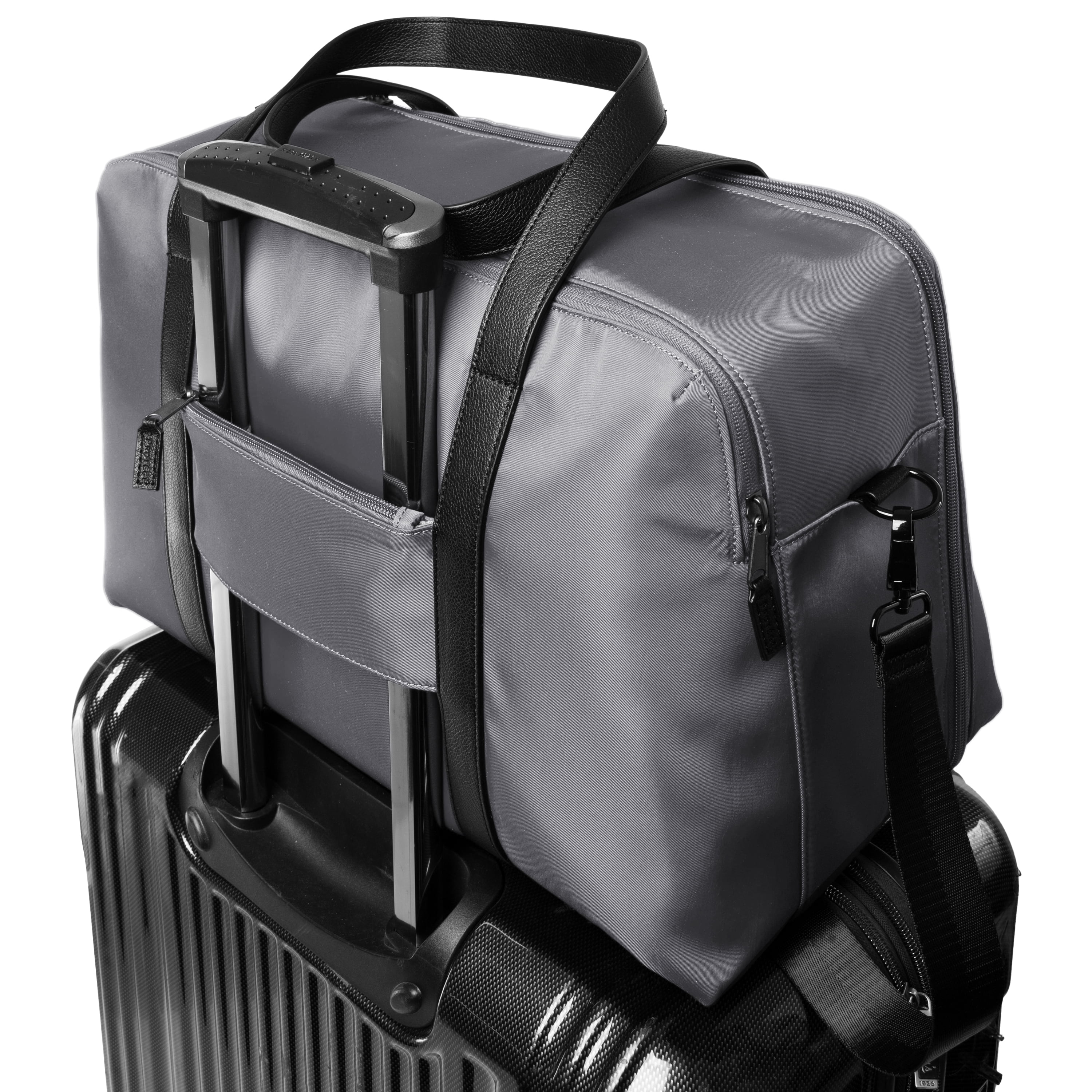 Protege 18" Carry on Adjustable Strap Weekender Duffel with Luggage Pass Through, Soothing Grey
