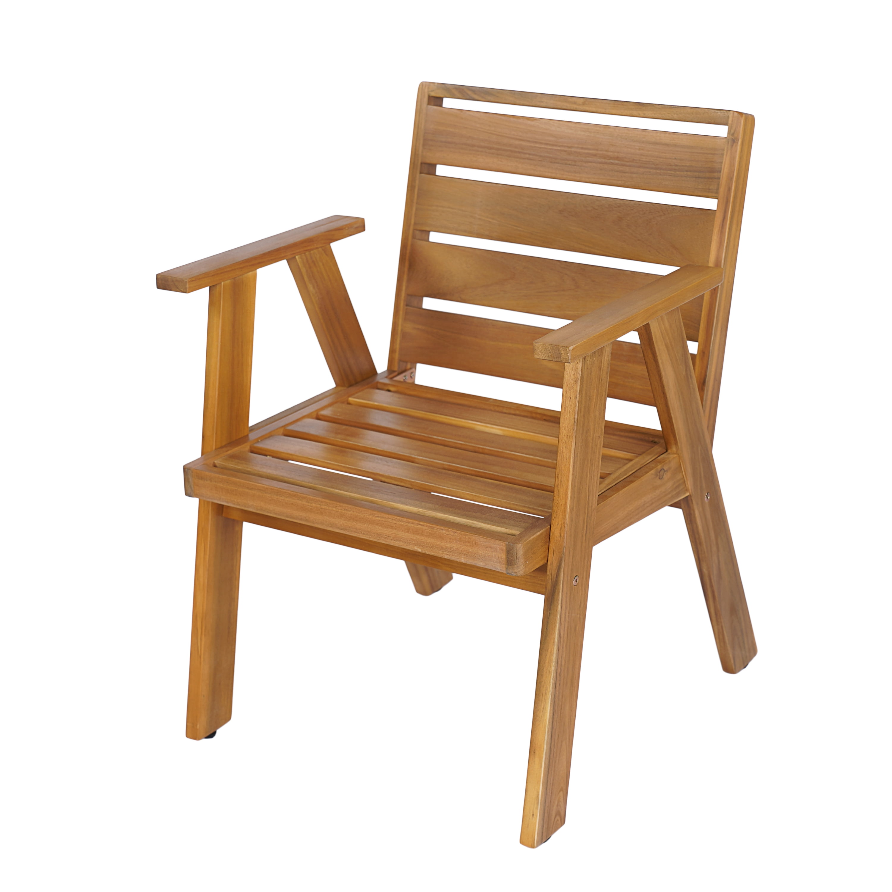Set of 2 Outdoor Dining Chairs with Acacia Wood Frame and Beige Washable Cushions, Patio Chairs and Garden Seating for Backyard Poolside, Teak Finish