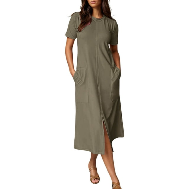 Robe d'Été pour Femme Dégradé Sans Manches à Col en V Maxi