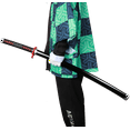 thumbnail image 2 of Elervino 41 inches Bamboo Demon Slayer Sword Tanjiro Kagura with Belt and Holder, 2 of 6