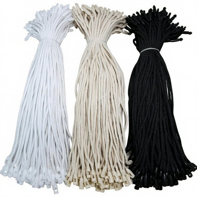 Muka 1000 Pcs Cotton Hang Tag String Snap Lock Pin Loop Fastener Hook Ties Clothing Price Tag String Hanging Rope Lanyard Cord-Beige-0.06"