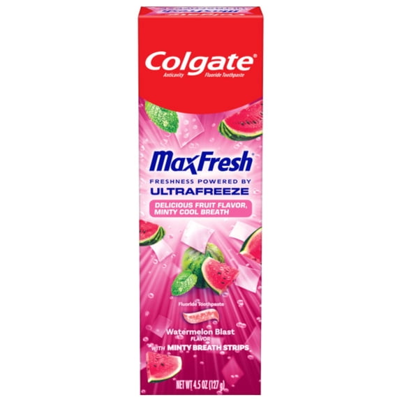 Colgate Max Fresh Anticavity Fluoride Toothpaste, Watermelon Blast with Mint, 4.5 oz.