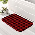 thumbnail image 6 of Black Red Checked 16x24 Flannel Bath Mat for Bathroom, Anti-Slip Backing Soft Bathroom Rug, Washable Water Absorbent Mat, 6 of 9