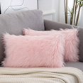 thumbnail image 1 of Fundas de almohada WLNUI de piel sintética esponjosa, decorativa, rosa, lumbar, 1 of 7