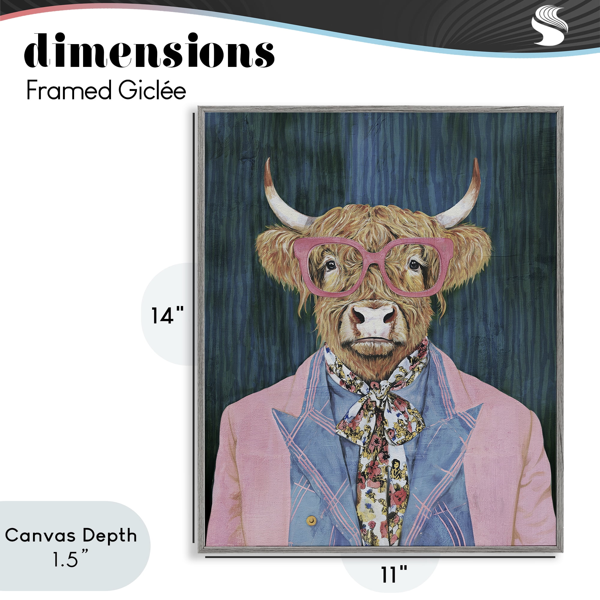 Stupell Industries Gentle Bull Portrait Gray Framed Giclee Art, design by Svetlana Aleynikova