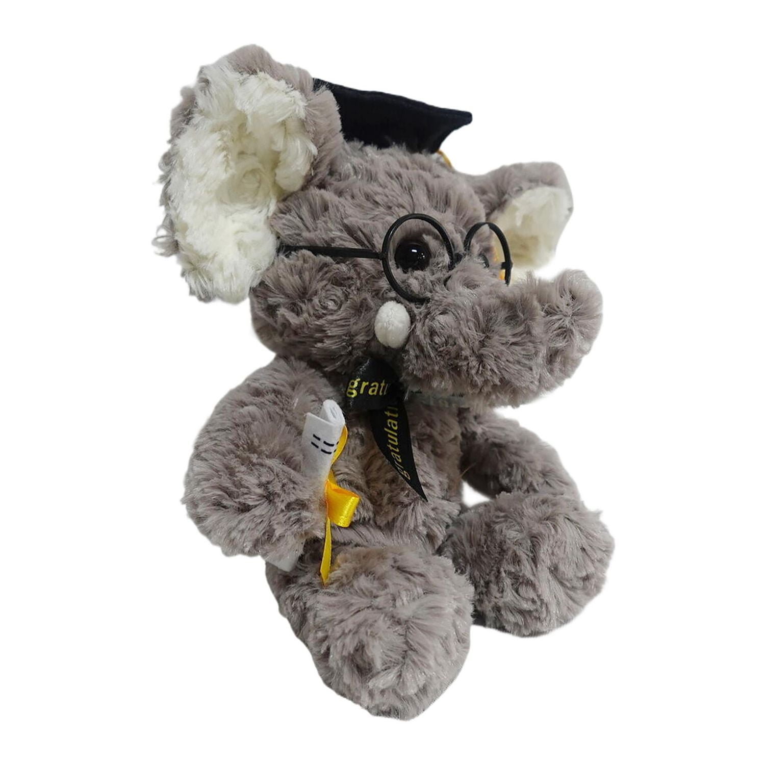 Way to Celebrate Small Curly Plush Elephant Grey, 9inch