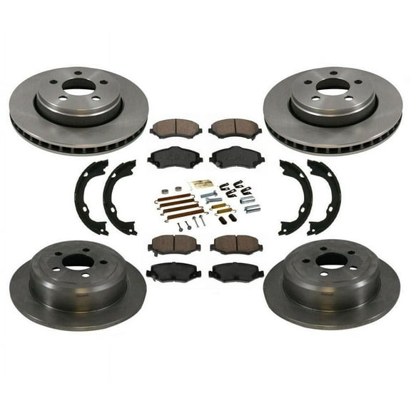 Front Rear Disc Brake Rotors Ceramic Brake Pads 8pc for Jeep Liberty 08-12