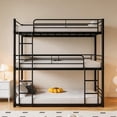 thumbnail image 3 of Triple Metal Bunk Bed Twin over Twin with Ladder, Convertible 3 Bunk Beds, Metal Bunk Bed with Stairs & Shelf, Black, 3 of 12