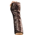 thumbnail image 3 of QATAINLAV Women's Sparkly Sequin Gloves Carnival Party Dance Costume Long Fingerless Glitter Gloves Gold, 3 of 5