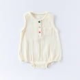 thumbnail image 5 of Loopsun Toddler Romper, Toddler Kids Girls Boys Short Sleeve Solid Color Button Pocket Jumpsuit Romper Beige 9-12 Months, 5 of 5