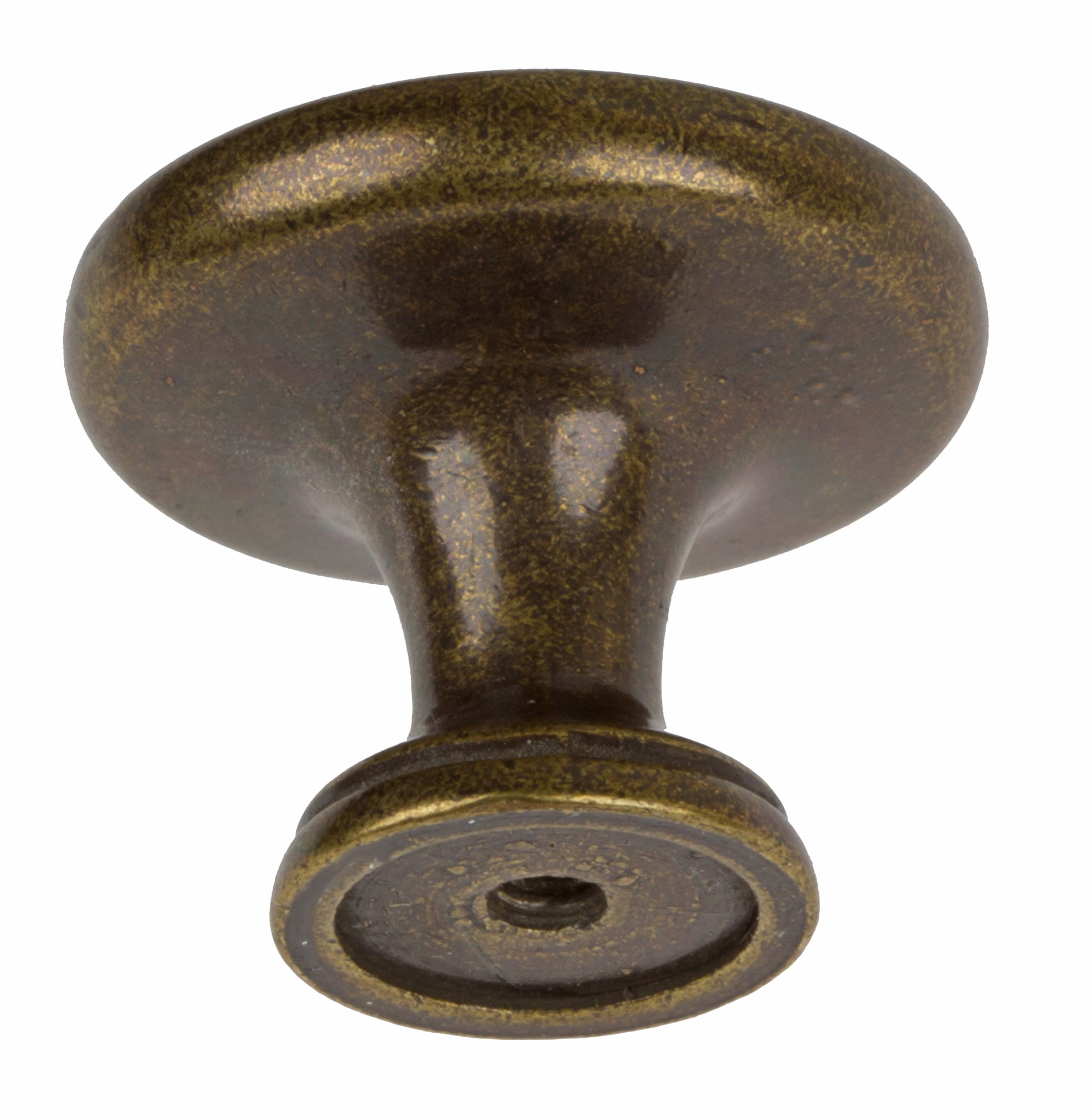 GlideRite 1.25 in. Classic Round Ring Cabinet Knobs, Antique Brass, Pack of 25