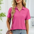 thumbnail image 5 of Annhoo Womens Golf Shirts Spring Solid Color Collar Breathable Short Sleeve Tops with Pocket Activewear Clothes, 5 of 6
