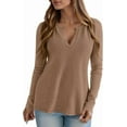 thumbnail image 3 of PRETTYGARDEN Long Sleeve Shirts for Women Fall V Neck Waffle Basic Tee Dressy Casual Winter Blouses Knit Tunic Tops, 3 of 8