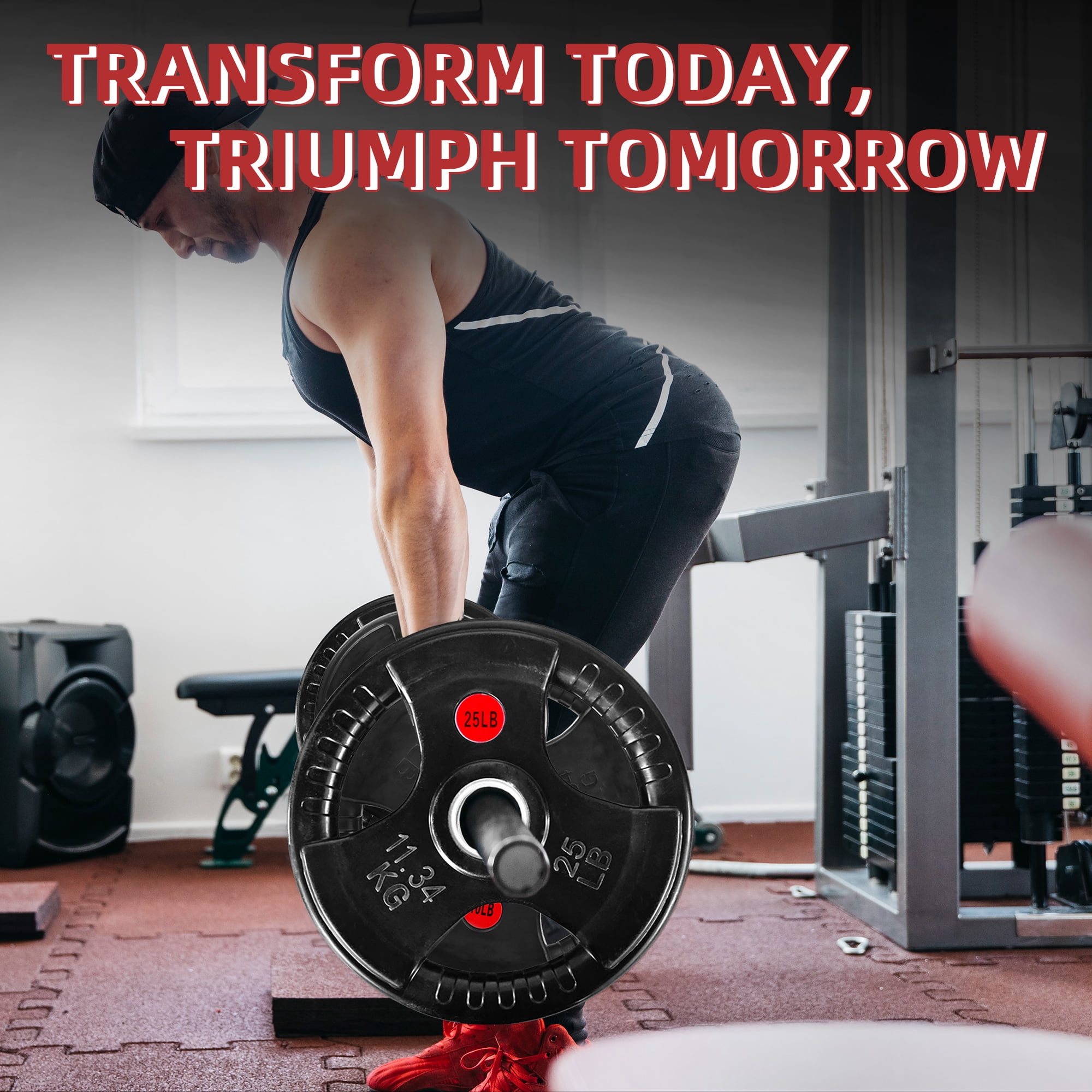 Sprint Demon 2" Rubber Olympic Grip Weight Plates Set, Including 5FT Standard Barbell with Locks, 85lbs Weight Plates Set(2x 2.5lb, 2x 5lb, 2x 10lb, 2x 25lb), Rubber Grip Weight Plate